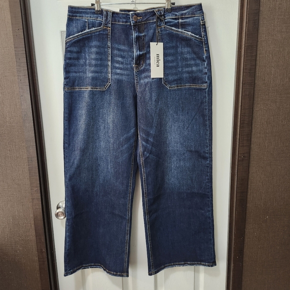 Mica Denim - NWT Mica High Rise Wide Ankle Dark Wash Jeans Sz 16